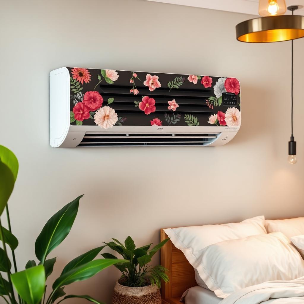 Floral sticker applied on AC